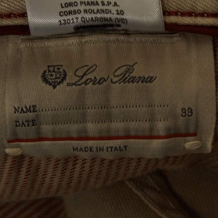 Pre Owned Loro Piana Cream Cotton Blend Relaxed Fit Trousers L
