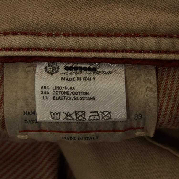 Pre Owned Loro Piana Cream Cotton Blend Relaxed Fit Trousers L