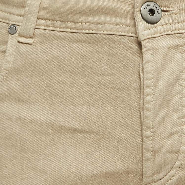 Pre Owned Loro Piana Cream Cotton Blend Relaxed Fit Trousers L
