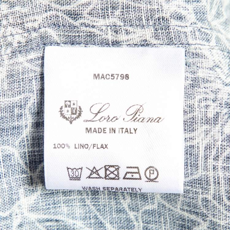 Pre Owned Loro Piana Blue Andre Floral Print Linen Buttoned-Up Shirt S