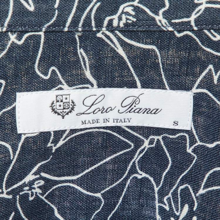 Pre Owned Loro Piana Blue Andre Floral Print Linen Buttoned-Up Shirt S