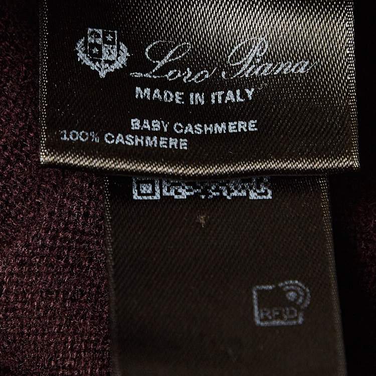 Pre Owned Loro Piana Burgundy Cashmere Knit Aspen Polo Sweatshirt L