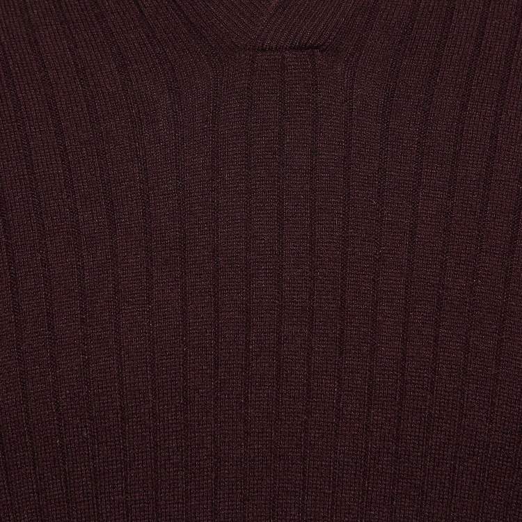 Pre Owned Loro Piana Burgundy Cashmere Knit Aspen Polo Sweatshirt L