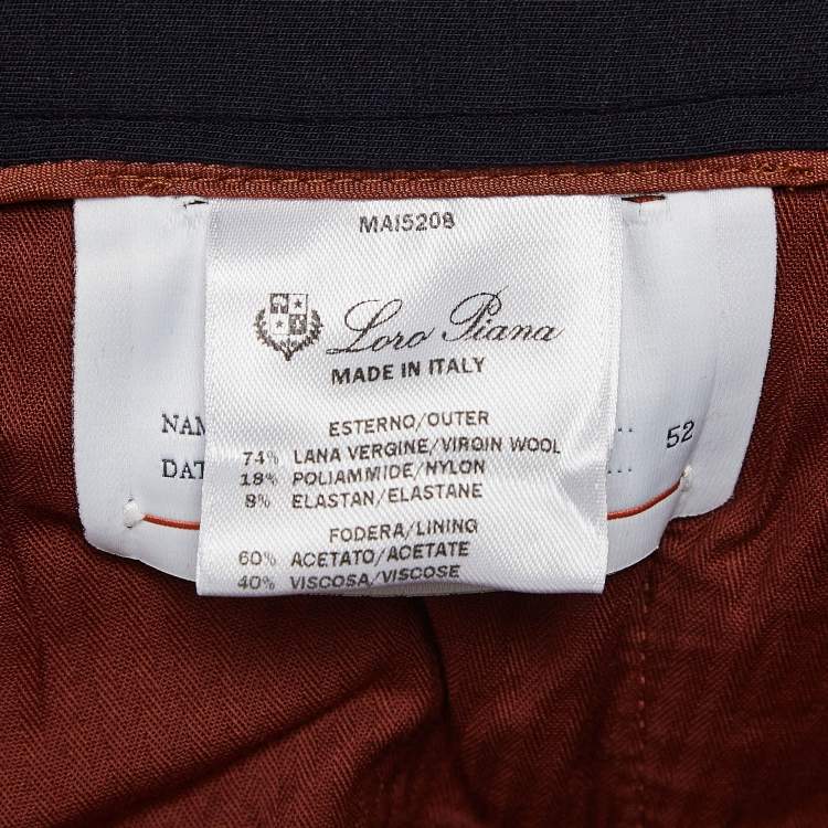 Pre Owned Loro Piana Navy Blue Wool Leisure City Straight Leg Trousers XL
