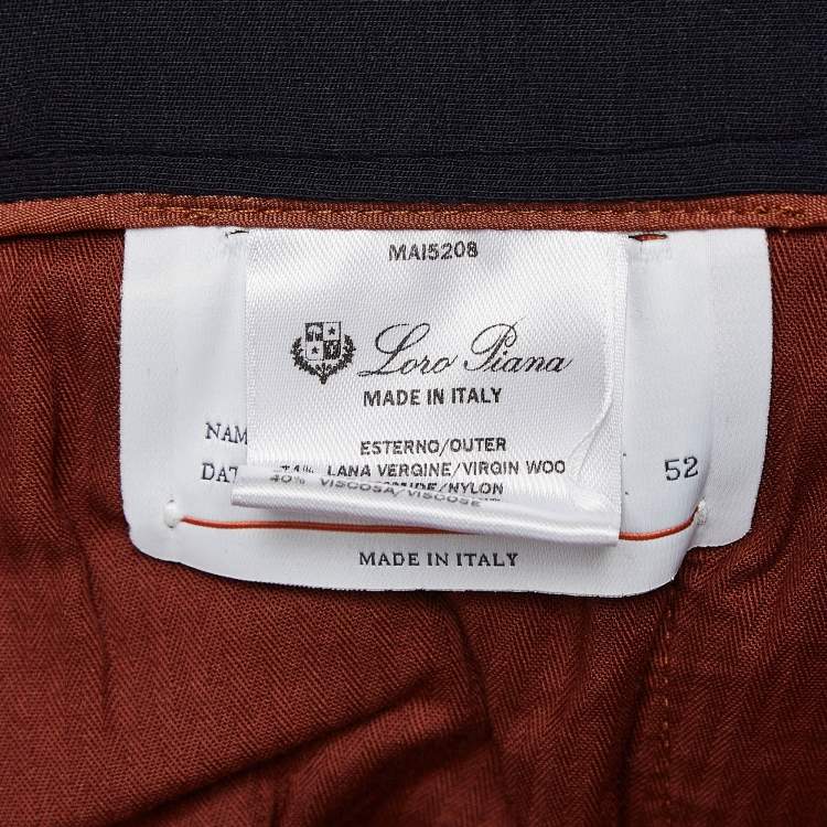 Pre Owned Loro Piana Navy Blue Wool Leisure City Straight Leg Trousers XL