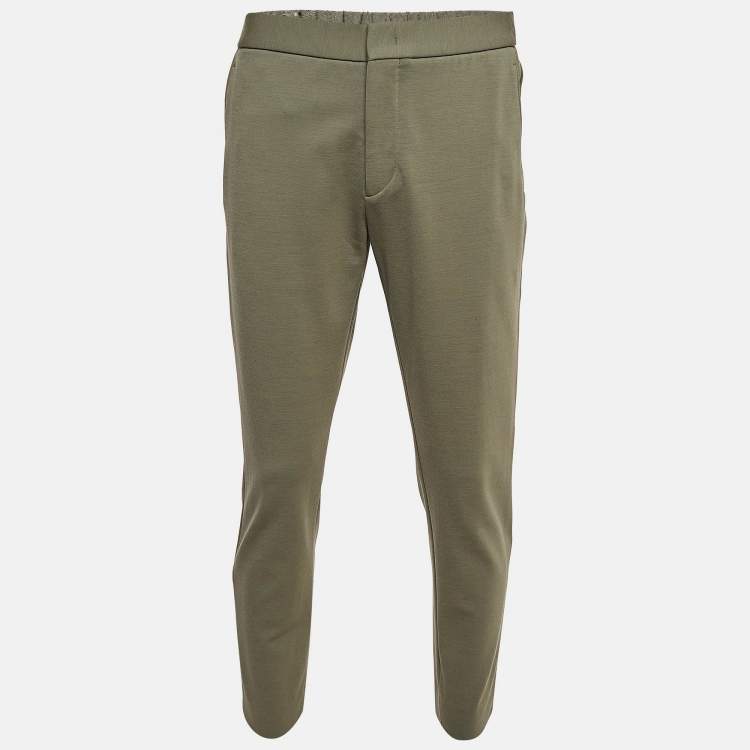 Pre Owned Loro Piana Green Wool Blend Straight Leg Tailored Trousers XL