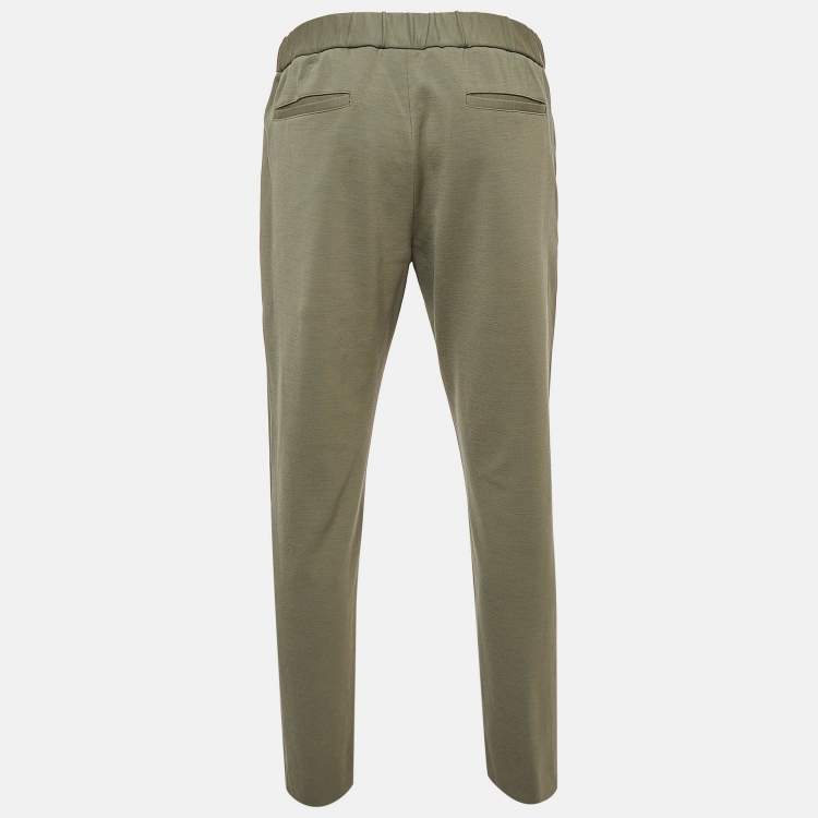 Pre Owned Loro Piana Green Wool Blend Straight Leg Tailored Trousers XL