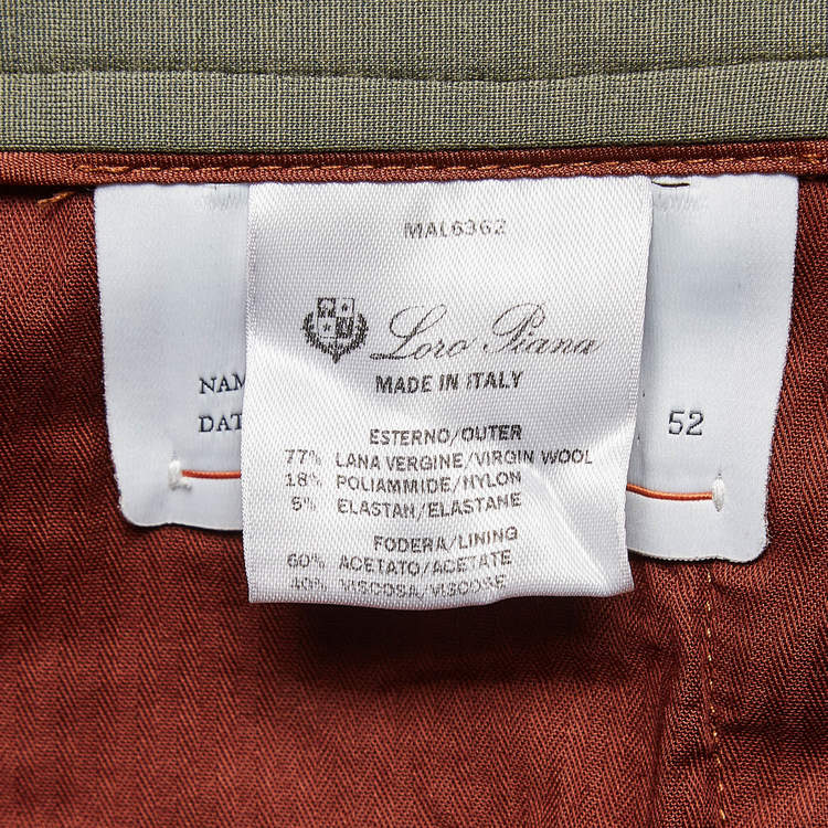Pre Owned Loro Piana Green Wool Blend Straight Leg Tailored Trousers XL