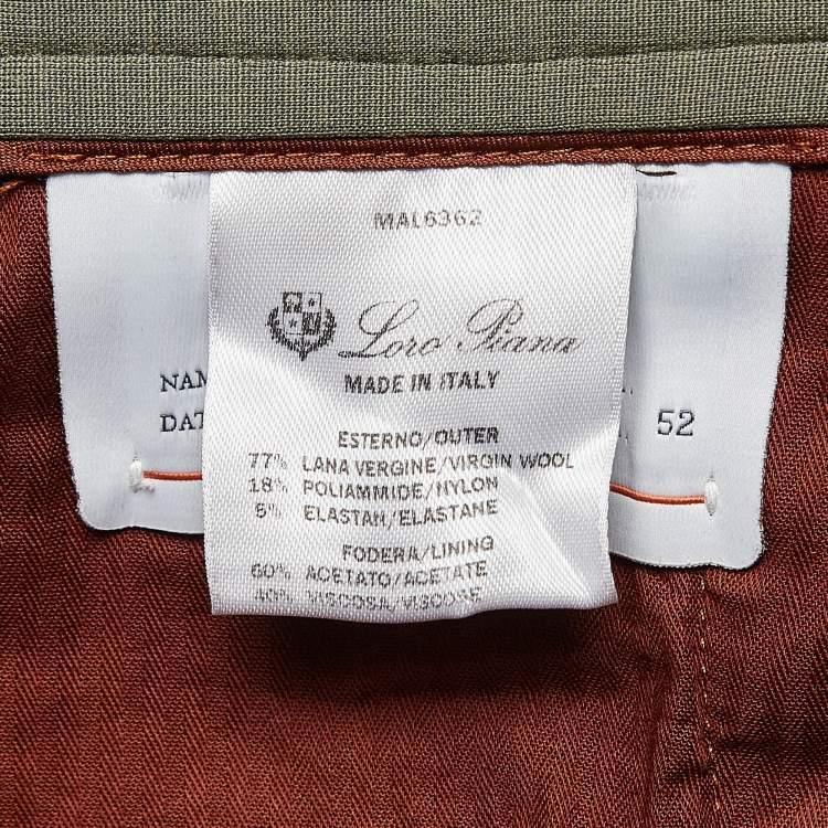 Pre Owned Loro Piana Green Wool Blend Straight Leg Tailored Trousers XL