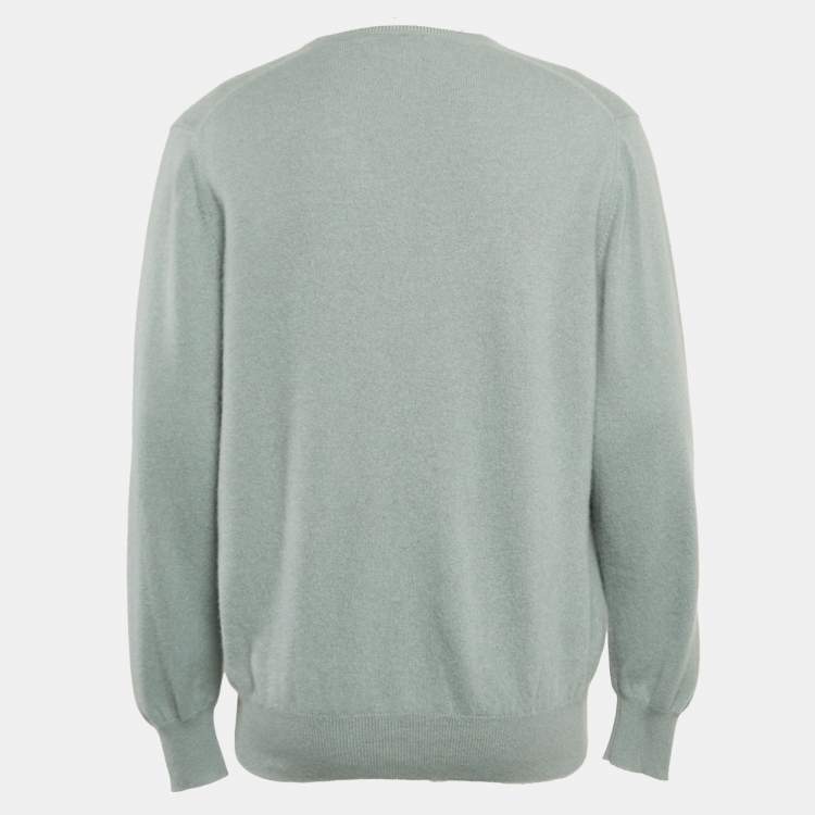 Pre Owned Loro Piana Grey Cashmere Knit V-Neck Sweater XXXL