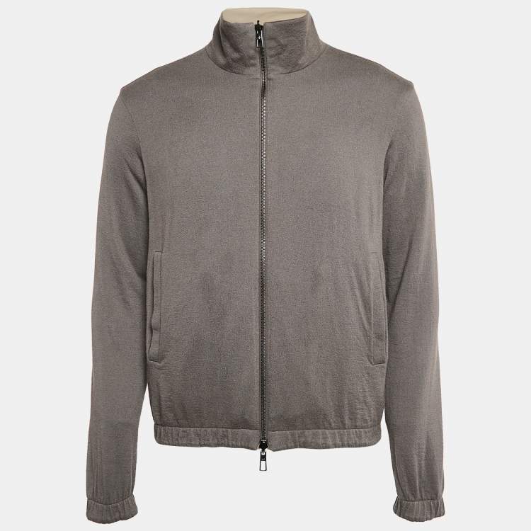 Pre Owned Loro Piana  Green Synthetic and Cashmere Reversible Windmate Bomber Jacket M