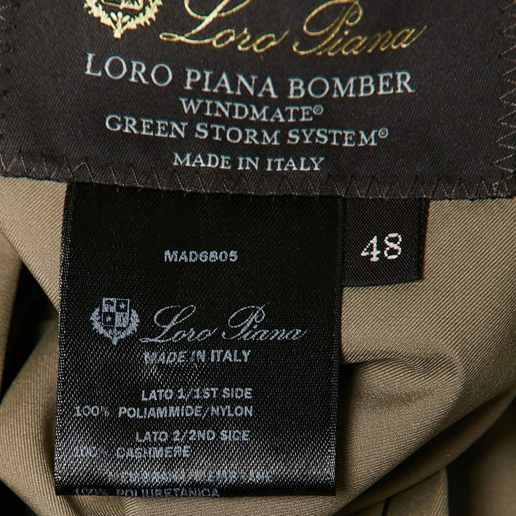 Pre Owned Loro Piana  Green Synthetic and Cashmere Reversible Windmate Bomber Jacket M