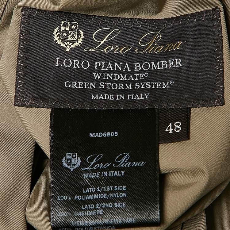 Pre Owned Loro Piana  Green Synthetic and Cashmere Reversible Windmate Bomber Jacket M