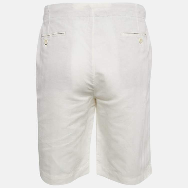 Pre Owned Loro Piana White Herringbone Regular Short XXL