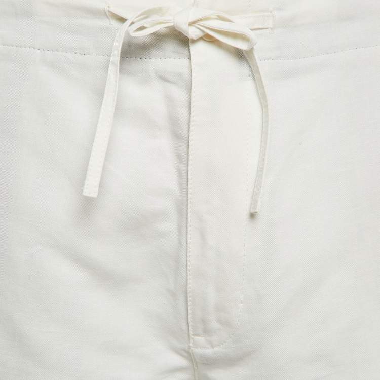 Pre Owned Loro Piana White Herringbone Regular Short XXL