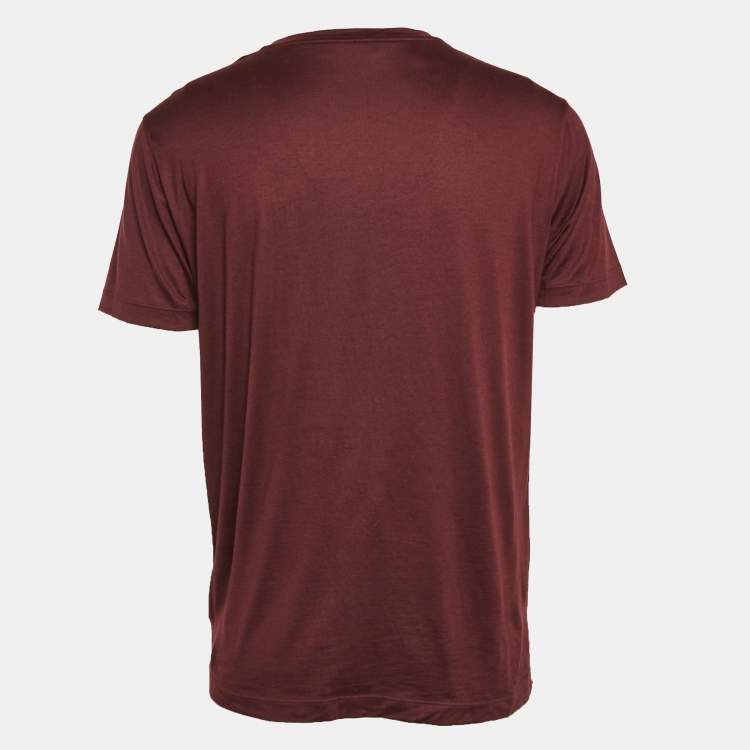 Pre Owned Loro Piana Burgundy Jersey Crew T-Shirt XL