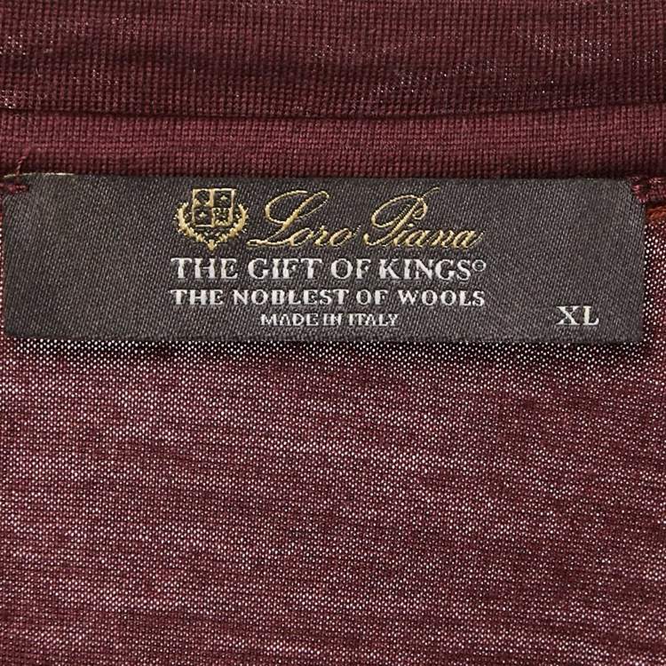 Pre Owned Loro Piana Burgundy Jersey Crew T-Shirt XL