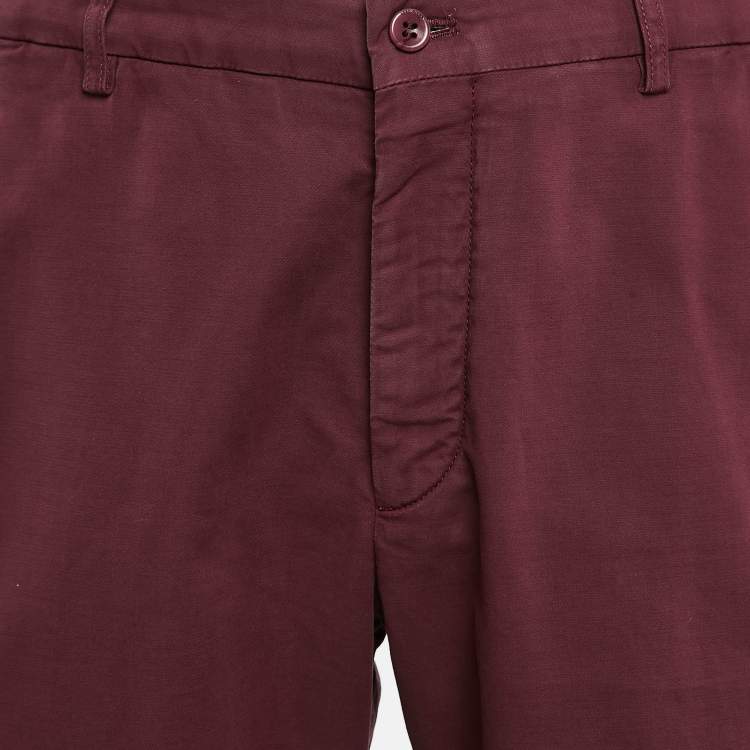Pre Owned Loro Piana Burgundy Cotton Chino Shorts XXL