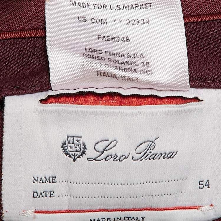 Pre Owned Loro Piana Burgundy Cotton Chino Shorts XXL