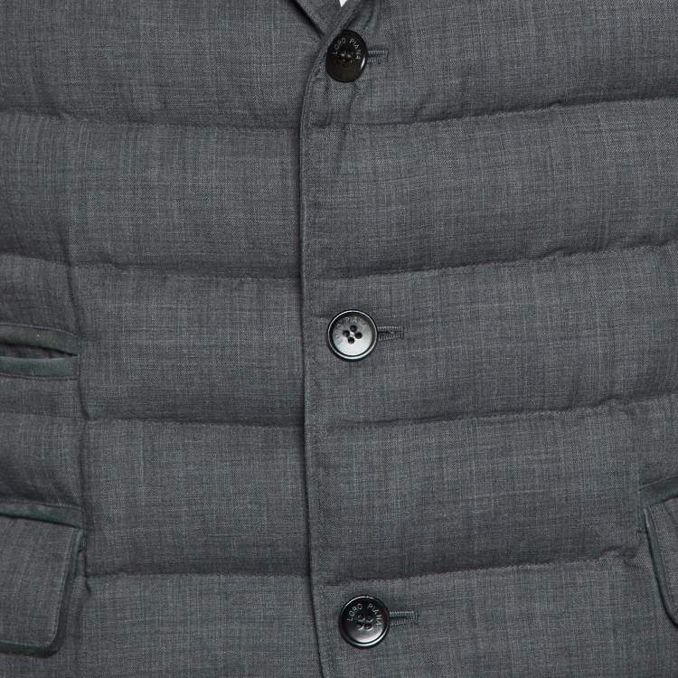 Pre Owned Loro Piana Grey Cashmere Quilted Down Jacket L