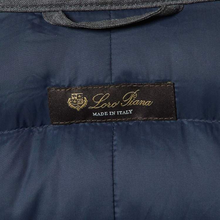 Pre Owned Loro Piana Grey Cashmere Quilted Down Jacket L