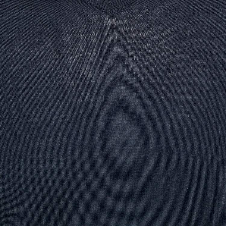 Pre Owned Loro Piana Blue Cashmere Knit V-Neck Sweatshirt M