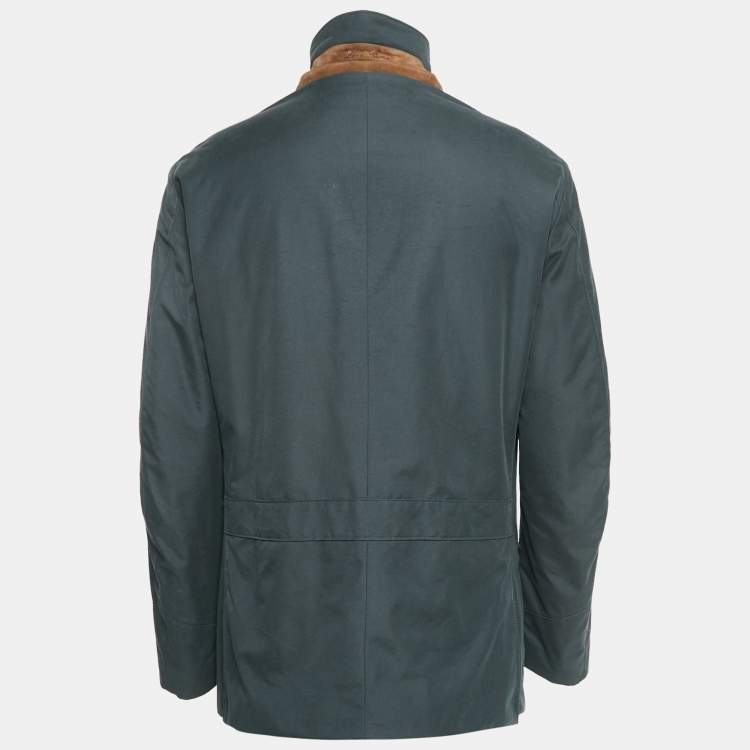 Pre Owned Loro Piana Charcoal Grey Nylon Blend Zip-Up Jacket M
