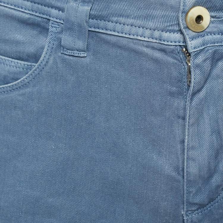 Pre Owned Loro Piana Blue Linen Blend Slim Fit Pants S