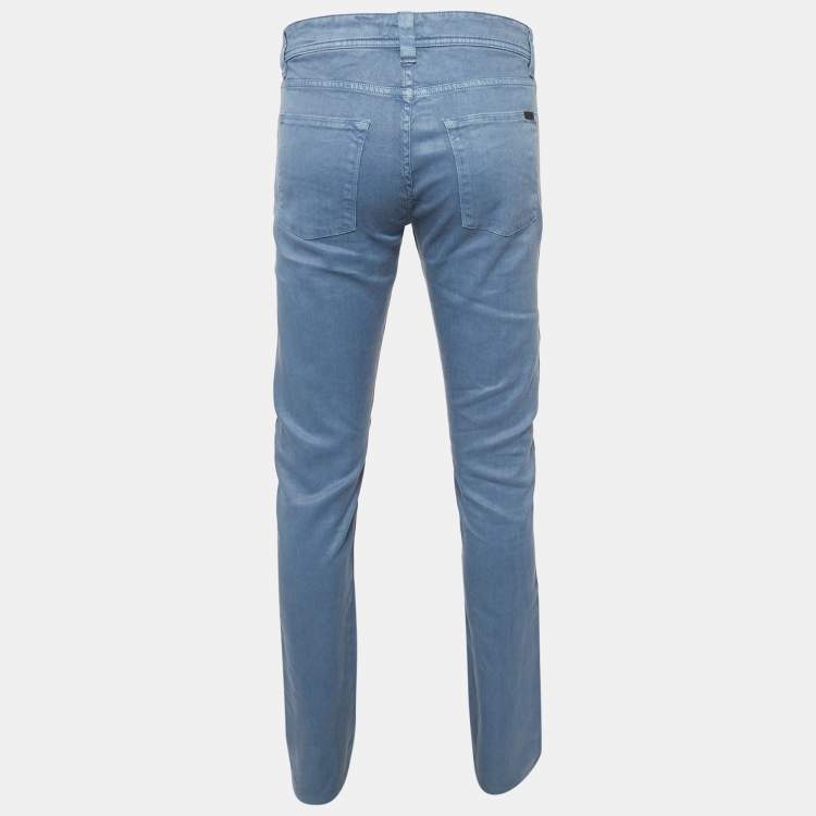 Pre Owned Loro Piana Blue Linen Blend Slim Fit Pants S