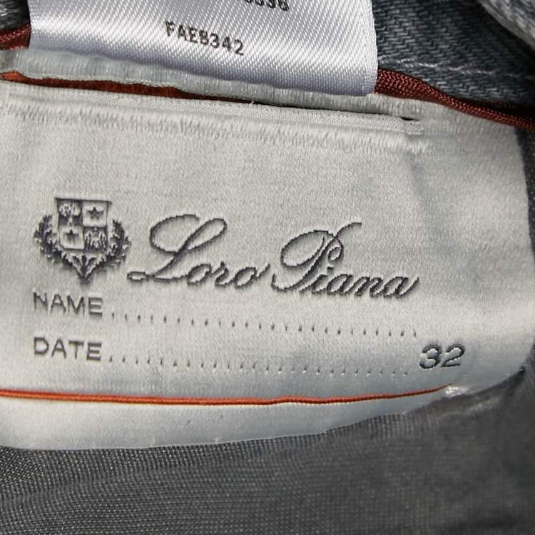 Pre Owned Loro Piana Grey Denim 5 Tasche Slim Jeans S Waist 32"