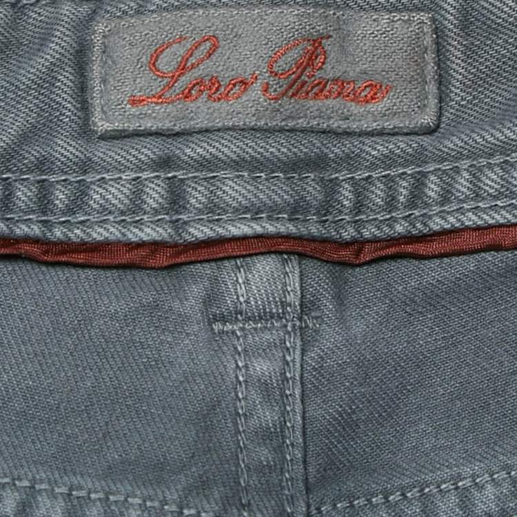 Pre Owned Loro Piana Grey Denim 5 Tasche Slim Jeans S Waist 32"