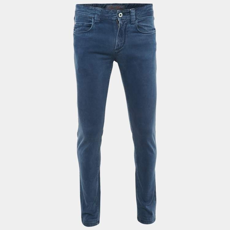 Pre Owned Loro Piana Blue Cotton 5 Tasche Slim Pants M