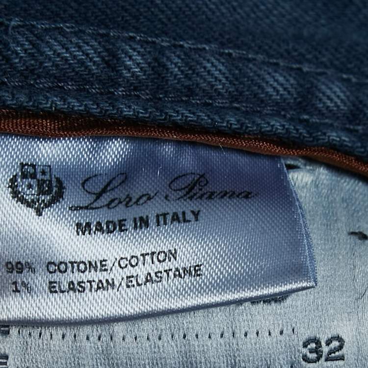 Pre Owned Loro Piana Blue Cotton 5 Tasche Slim Pants M