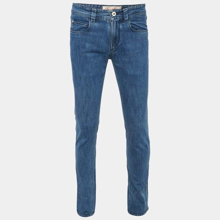 Pre Owned Loro Piana Blue Denim Tasche Slim Jeans S Waist 32"