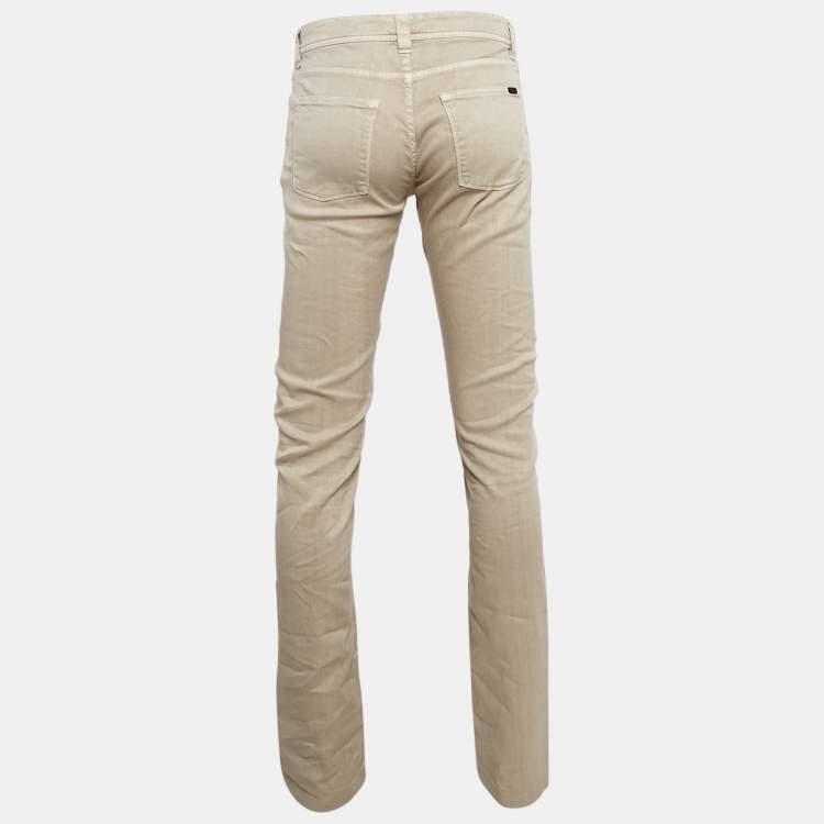 Pre Owned Loro Piana Beige Cotton Straight Leg Pants S
