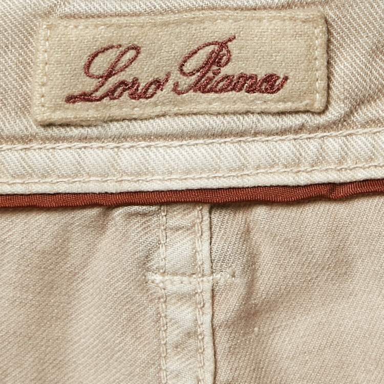 Pre Owned Loro Piana Beige Cotton Straight Leg Pants S