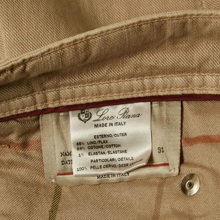 Pre Owned Loro Piana Beige Cotton Straight Leg Pants S