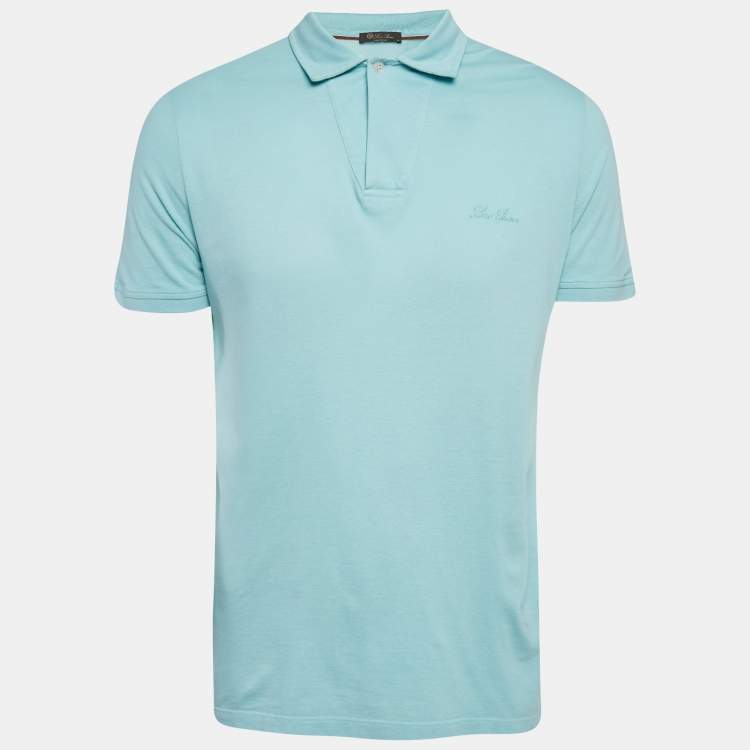 Pre Owned Loro Piana Blue Pique Cotton Polo T-Shirt M