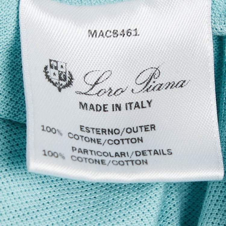 Pre Owned Loro Piana Blue Pique Cotton Polo T-Shirt M