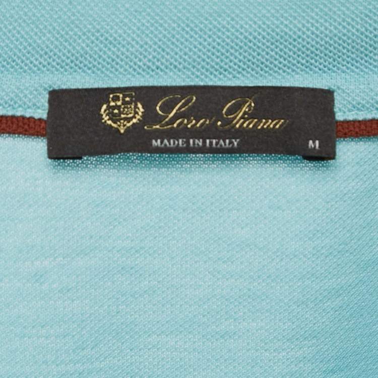 Pre Owned Loro Piana Blue Pique Cotton Polo T-Shirt M