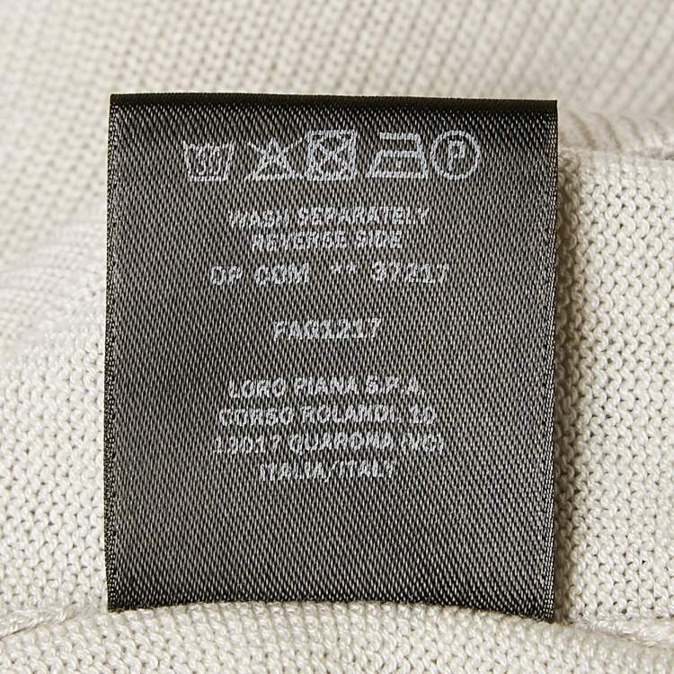 Pre Owned Loro Piana Cream Cashmere Knit Button Front Cardigan L