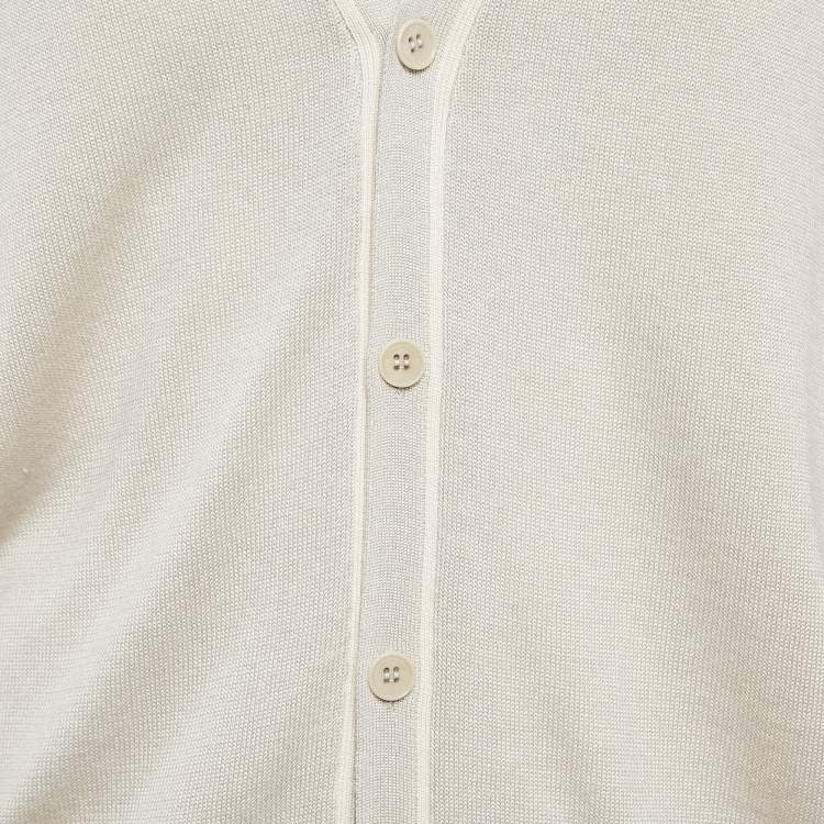 Pre Owned Loro Piana Cream Cashmere Knit Button Front Cardigan L