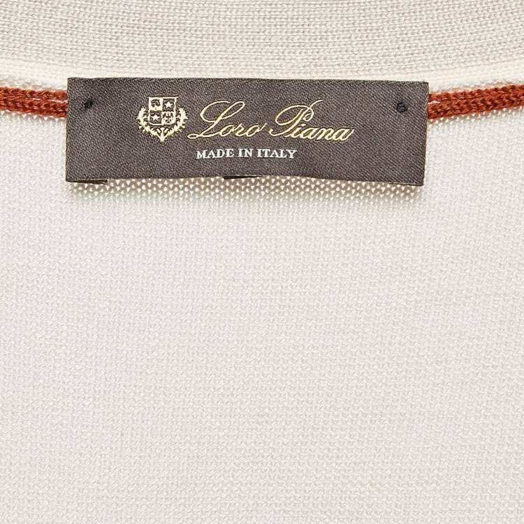 Pre Owned Loro Piana Cream Cashmere Knit Button Front Cardigan L