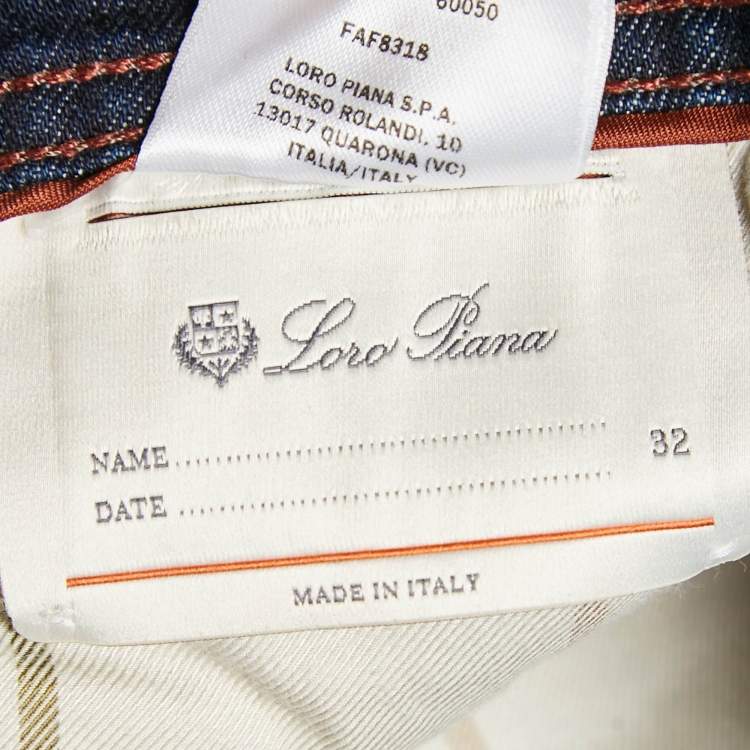 Pre Owned Loro Piana Navy Blue Denim Straight Leg Jeans M Waist 32"