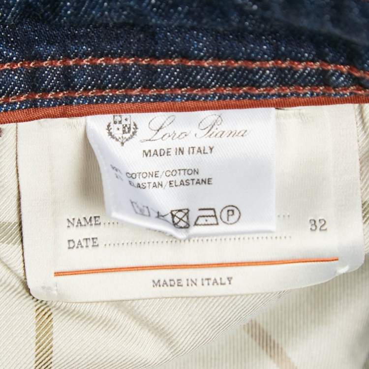 Pre Owned Loro Piana Navy Blue Denim Straight Leg Jeans M Waist 32"