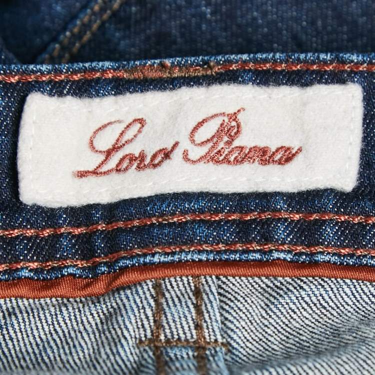 Pre Owned Loro Piana Navy Blue Denim Straight Leg Jeans M Waist 32"