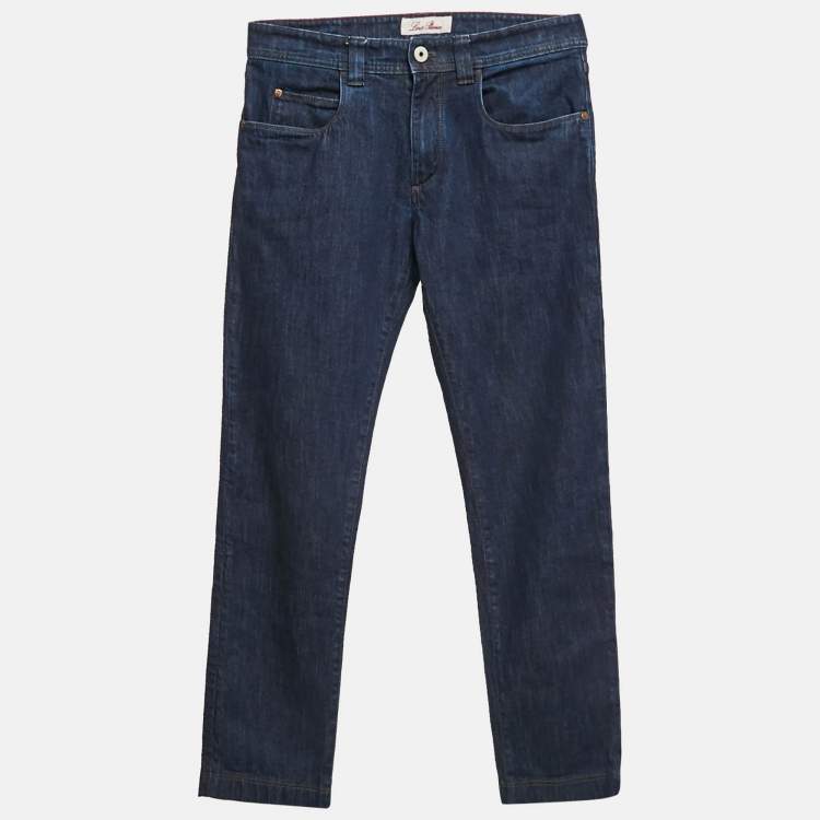 Pre Owned Loro Piana Navy Blue Denim Straight Leg Jeans M Waist 32"