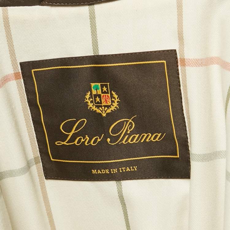 Pre Owned Loro Piana Brown Quilted Leather Button Front Jacket XXL