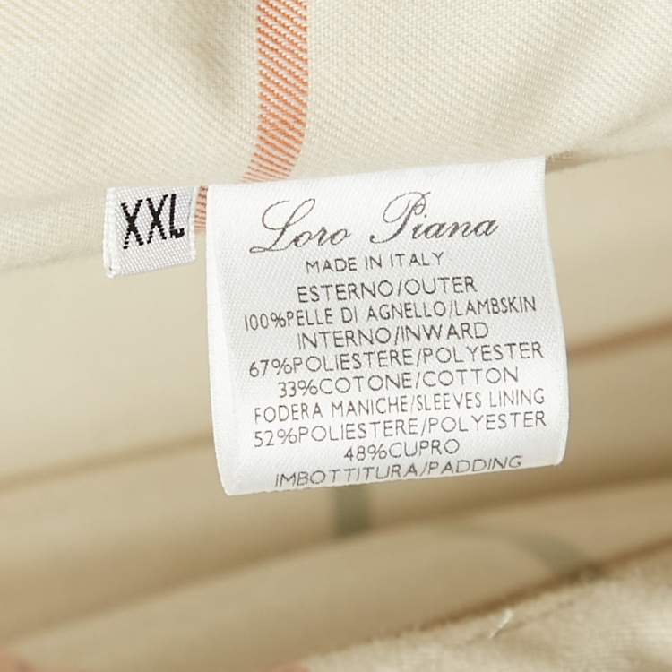 Pre Owned Loro Piana Brown Quilted Leather Button Front Jacket XXL