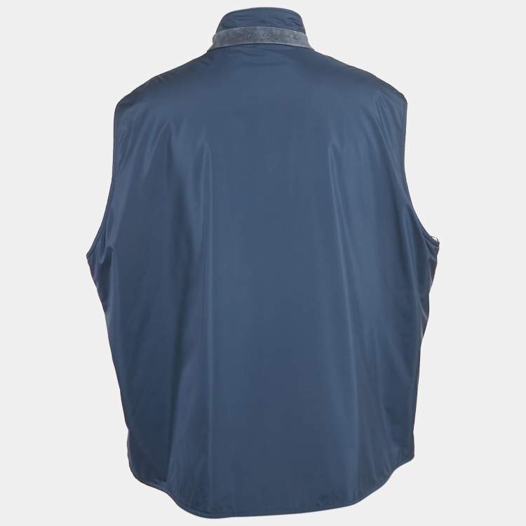 Pre Owned Loro Piana Navy Blue Synthetic Zip-Up Vest XXXL